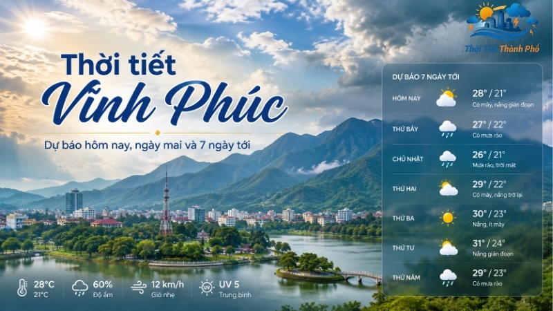 Thời tiết tỉnh  Vĩnh Phúc